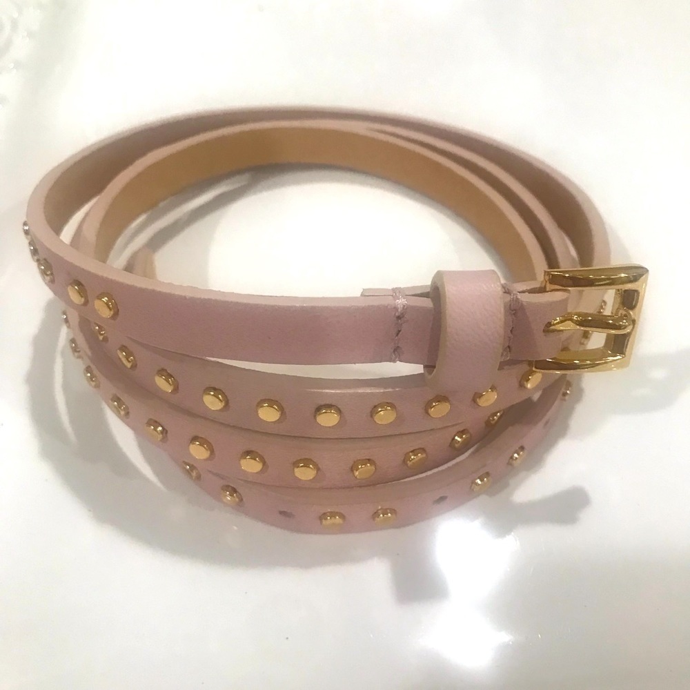 J.crew studded natural rose leather belt NWOT SZ L